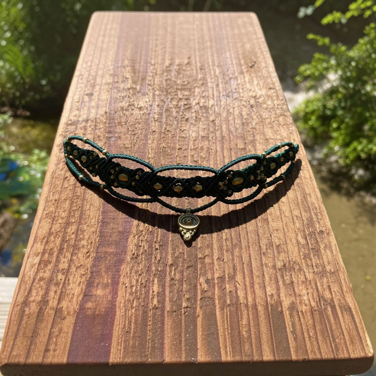 Forest Green Micro-Macrame Choker / Headpiece
