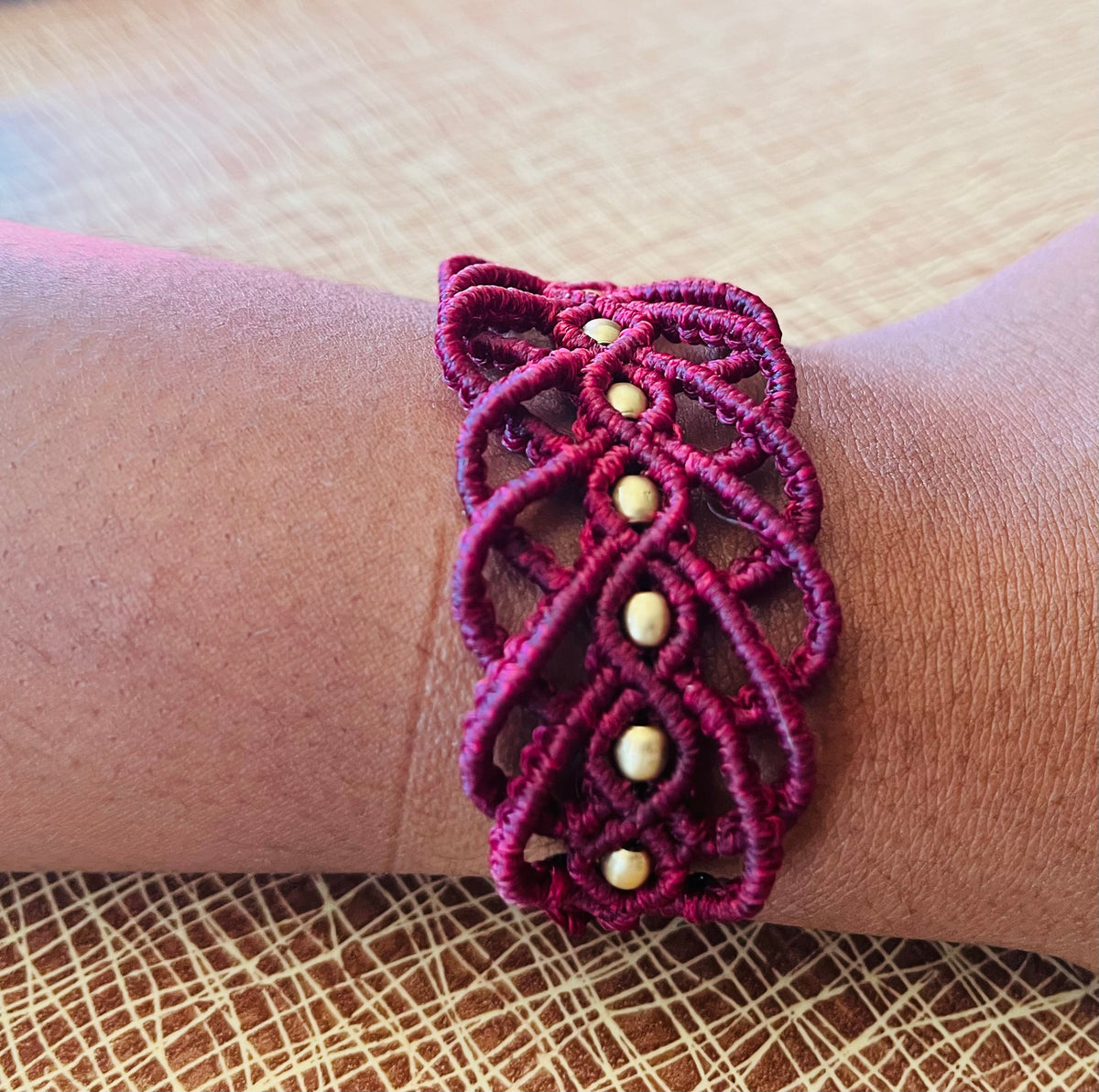 Burgundy Micro-Macrame Bracelet