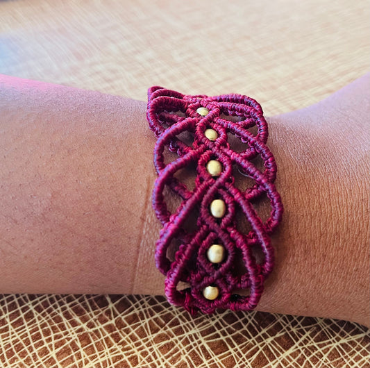 Burgundy Micro-Macrame Bracelet