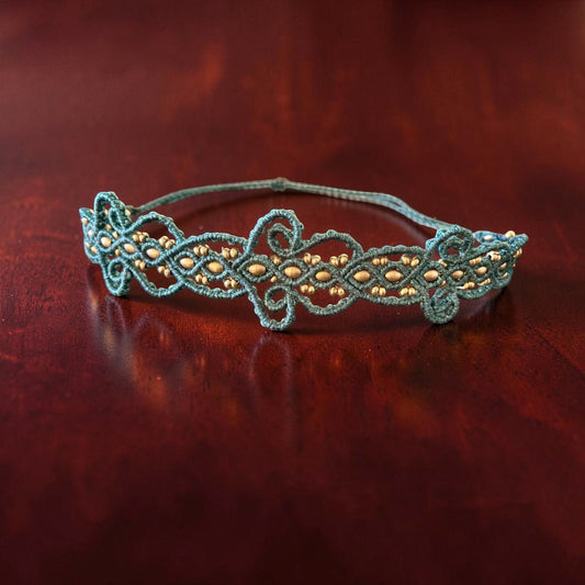 Teal & Gold Micro-Macramé Lace Choker