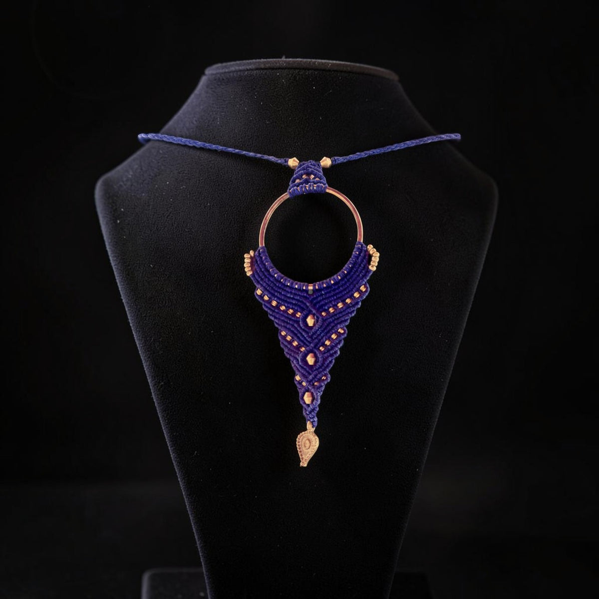 Cobalt Blue Micro-Macrame Mandala Pendant