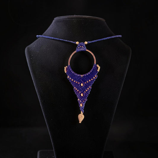 Cobalt Blue Micro-Macrame Mandala Pendant