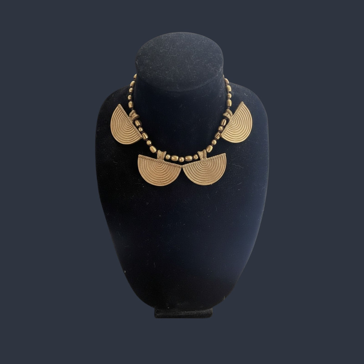Brass Sun Disc Statement Necklace