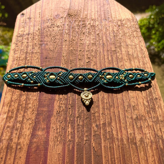 Forest Green Micro-Macrame Choker / Headpiece