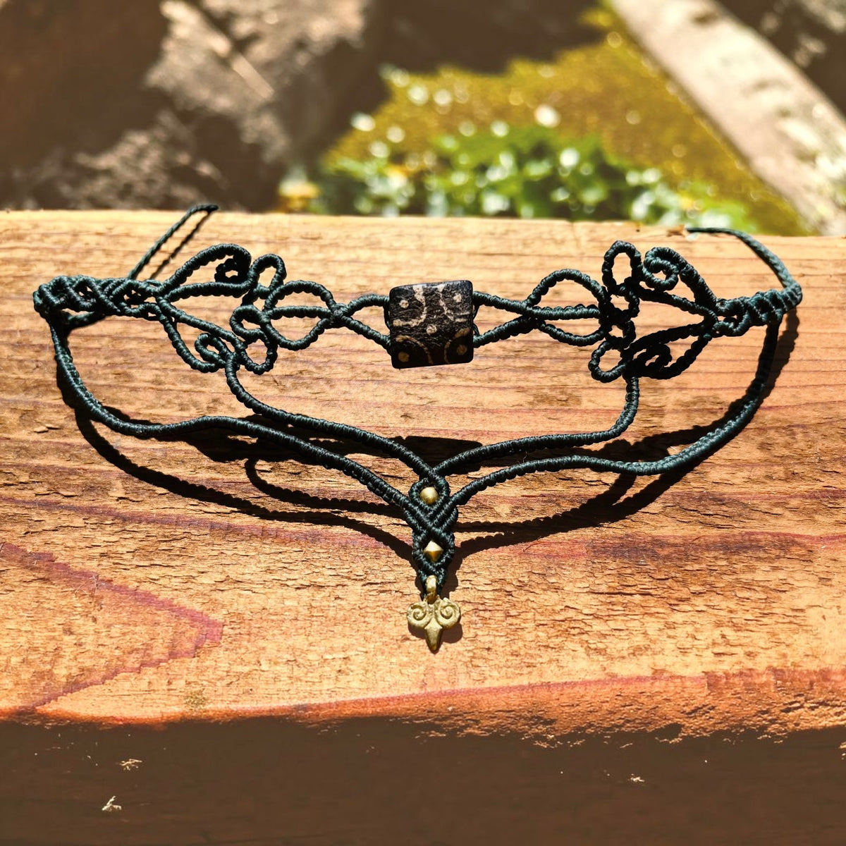 Dark Forest Green Micro-Macrame Choker